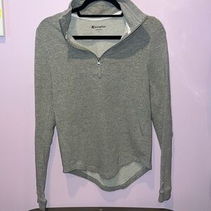 Champion grey‎ pullover 3/4 zip elbow patch top size small youth